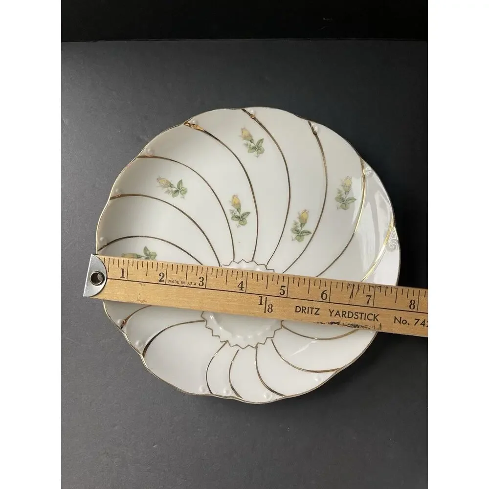 Yamaka Tea Set (4) Cup Saucer Snack Plate Japanese White China Asian Oriental
